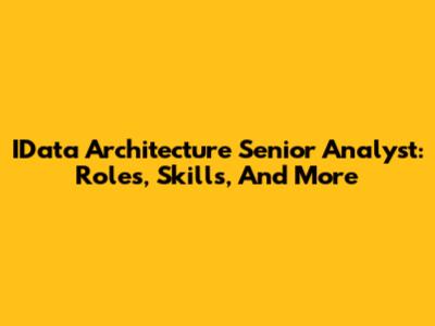 IData Architecture Senior Analyst: Roles, Skills, And More